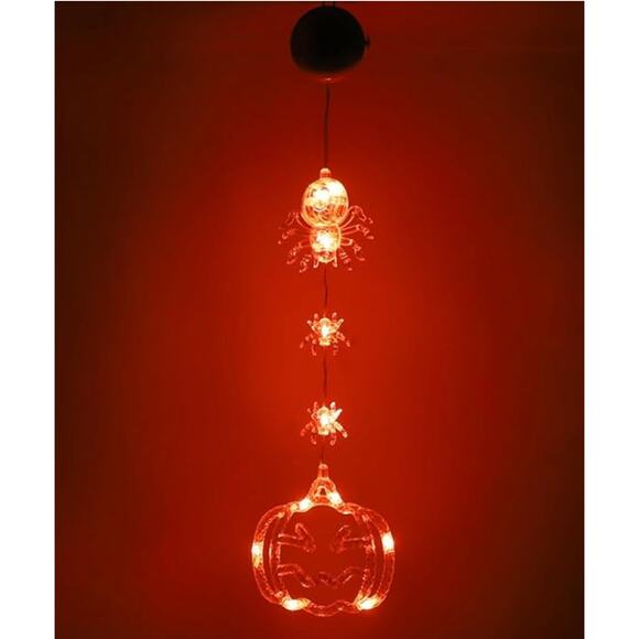 NWT Orange Pumpkin Spider Halloween String Lights Window Light Halloween Decor - Picture 2 of 12